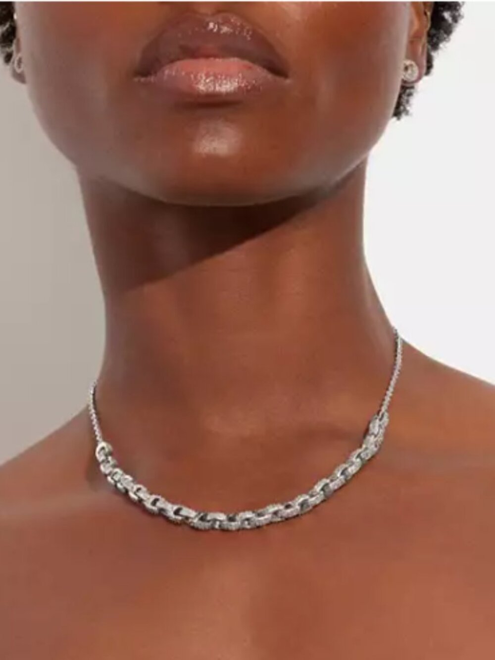 Coach Pave Signature Chain Link Necklace